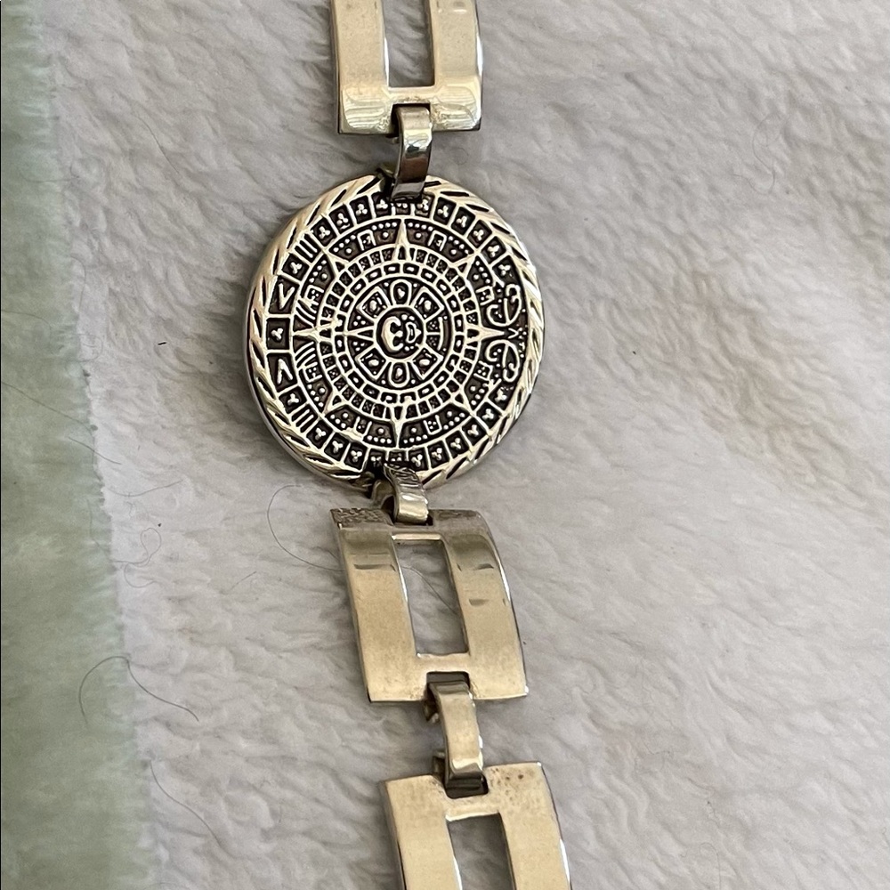 Mexico Aztec Link Bracelet Silverplated